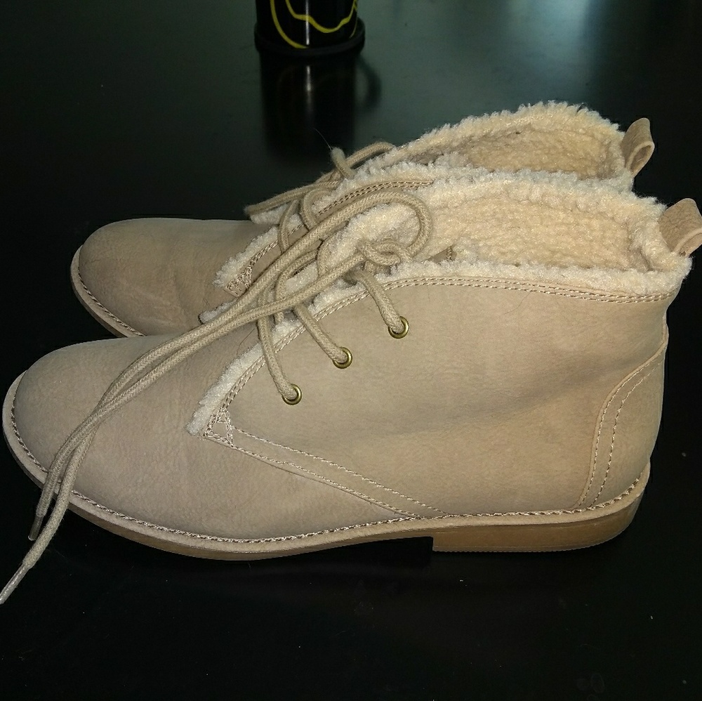 Faux fleeces lined ankle boots women's 8